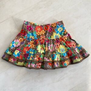 The Children’s Place - Girls’ Size 6X/7 Brown & Colorful Flower Skirt w/ Shorts